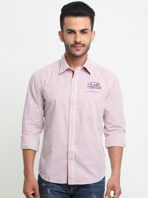 

Flyrs Club Men White & Red Slim Fit Checked Casual Shirt