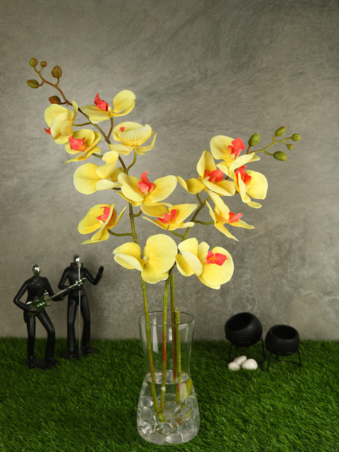 

PolliNation Set Of 2 Yellow & Green Tropical Artificial Orchid Flower Stems