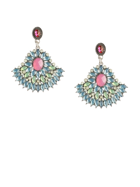 TOKYO TALKIES X rubans FASHION ACCESSORIES Silver-Plated & Green Classic Drop Earrings