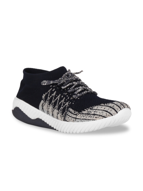 

Columbus Men Black & Off-White Mesh Mid-Top KnitFly-03 Running Shoes
