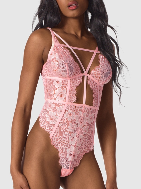 

La Senza Women Pink Self-Design Bodysuit 11164308-09T5