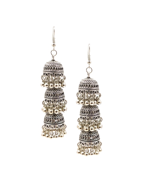 

Sia Art Jewellery Silver-Plated & Gold-Toned Dome Shaped Jhumkas