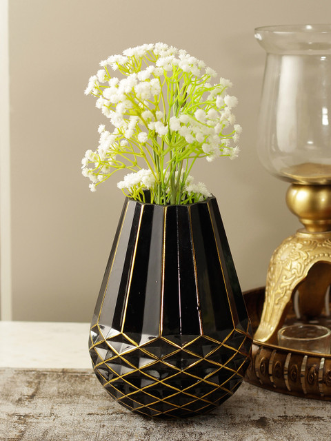 

Living Essence Black & Gold Marvela Glass Flower Vase