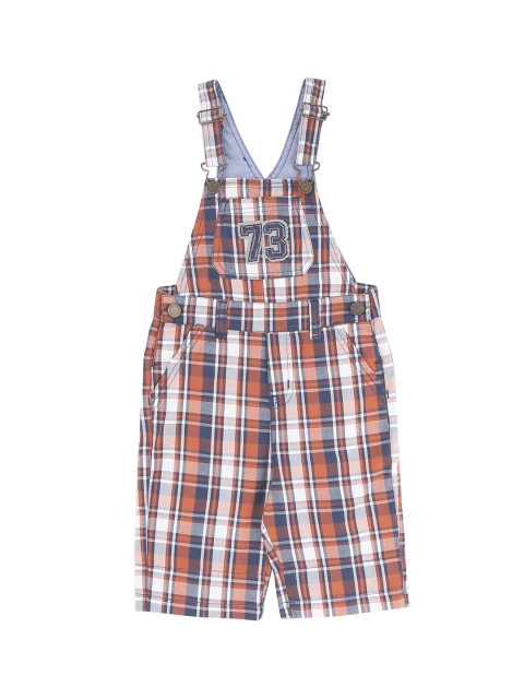 

Cherokee Boys Brown & Off-White Checked Slim Fit Dungarees