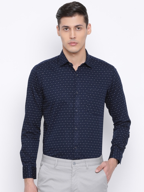 

Richlook Men Navy Blue Slim Fit Printed Formal Shirt