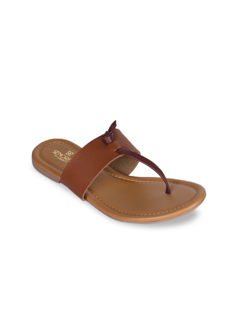 

Liberty Women Tan Brown Solid PU Open Toe Flats