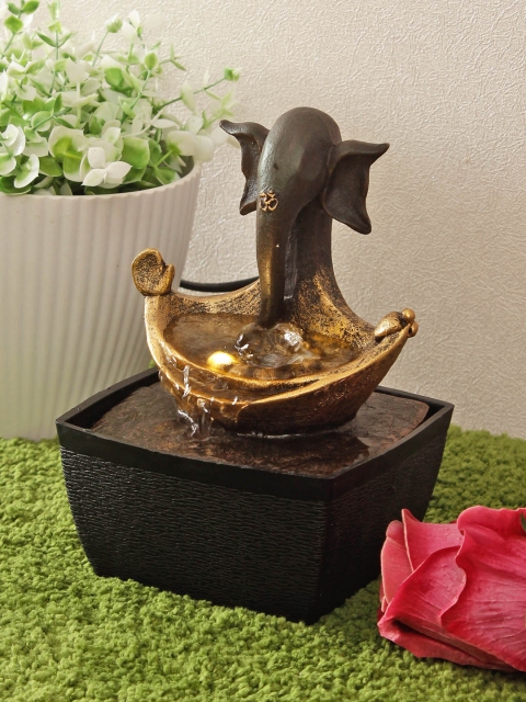 

HomeTown Black & Gold-Toned Power Operated Impression Polyresin Eternal Ganesha Fountain