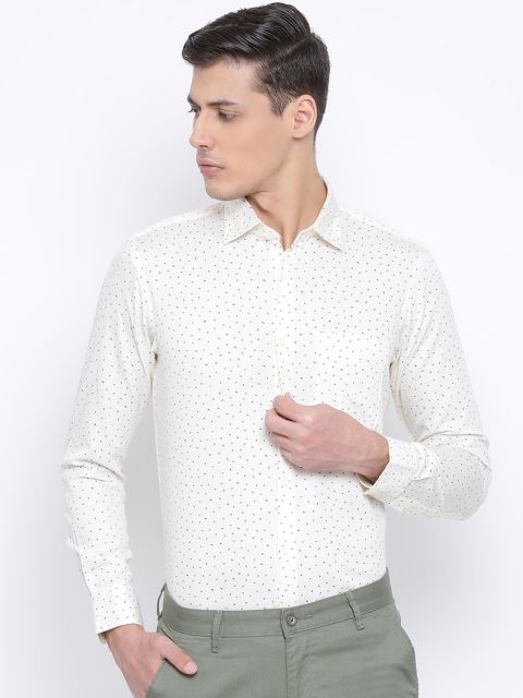 

Richlook Men Off-White & Black Slim Fit Printed Formal Shirt