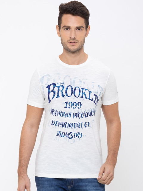 

Globus Men White Printed Round Neck T-shirt