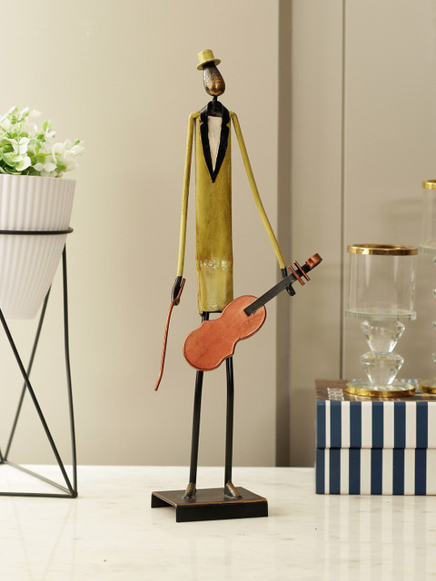 

Living Essence Yellow & Black Cameron Metal Violen Musician Figurine