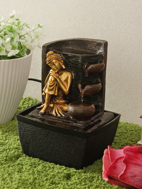 

Living Essence Brown & Gold-Toned Power Operated Impression Polyresin Buddha Fountain