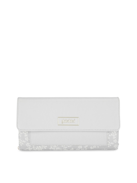 

Global Desi Women Grey & White Printed Envelope Wallet