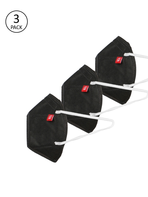 

FROGGY Kids 3 Pcs Black Solid 3-Ply Anti-Pollution Reusable Cloth Masks