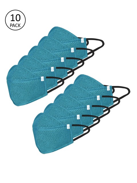 

Ahalyaa 4 Ply Reusable Washable Protective Outdoor Face Masks (Set of 10), Blue