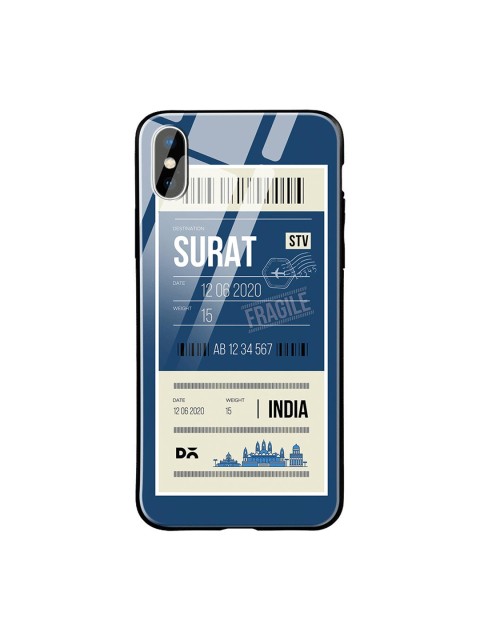 

DailyObjects Blue & White Surat City Tag iPhone X Glass Case