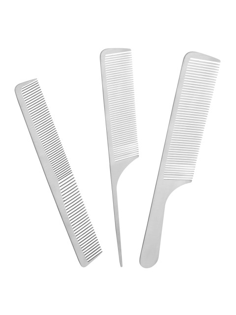 

Beaute Secrets Unisex Set of 3 Stainless Steel Styling Comb for Hairdressing, Silver