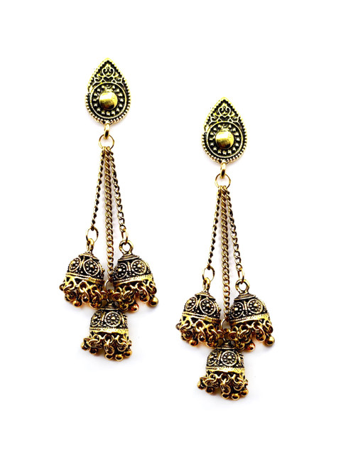 

Sia Art Jewellery Gold Plated Oxidised Classic Drop Earrings