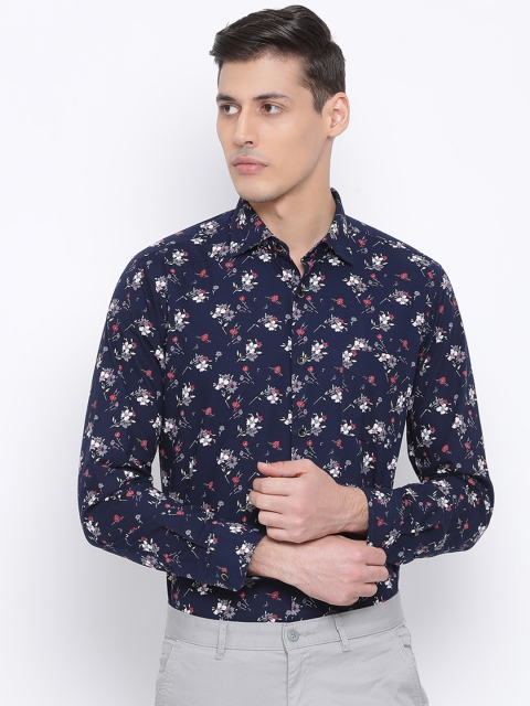 

Richlook Men Navy Blue & White Slim Fit Floral Print Semiformal Shirt