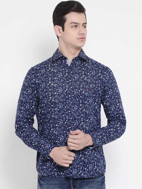 

Crimsoune Club Men Blue & White Slim Fit Floral Printed Casual Shirt