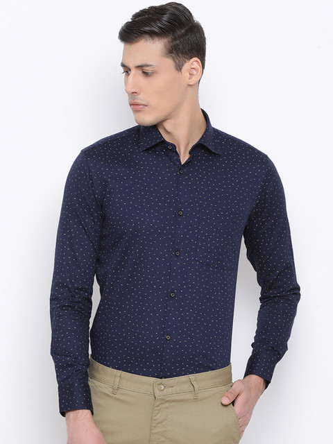 

Richlook Men Navy Blue Slim Fit Printed Casual Shirt