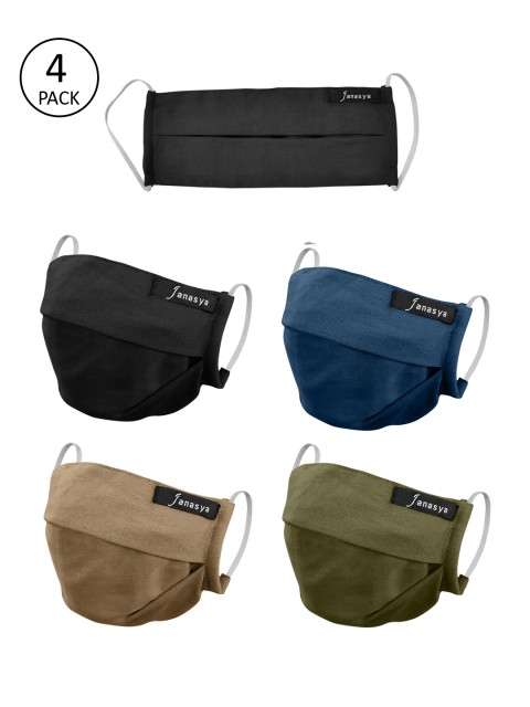 

Janasya Unisex Pack Of 4 Reusable 2-Ply Cloth Mask, Black