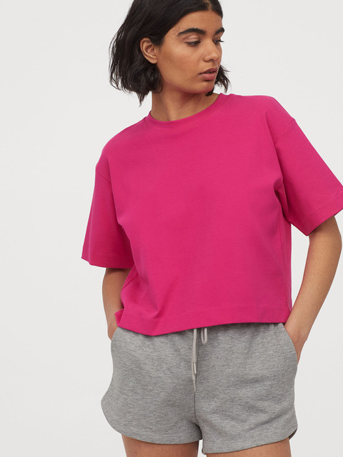 

H&M Women Grey Solid Sweatshirt Shorts