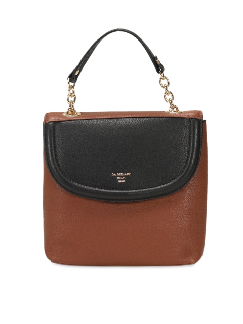 

Da Milano Tan Brown & Black Colourblocked Handheld Leather Bag