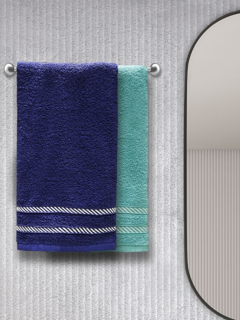 

Trident Set of 4 Striped Comfort Living Hand Towels, Blue