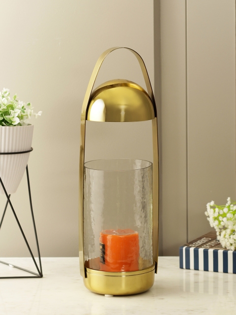 

HomeTown Transparent & Gold Mehr Metal & Glass Modern Candle Holder