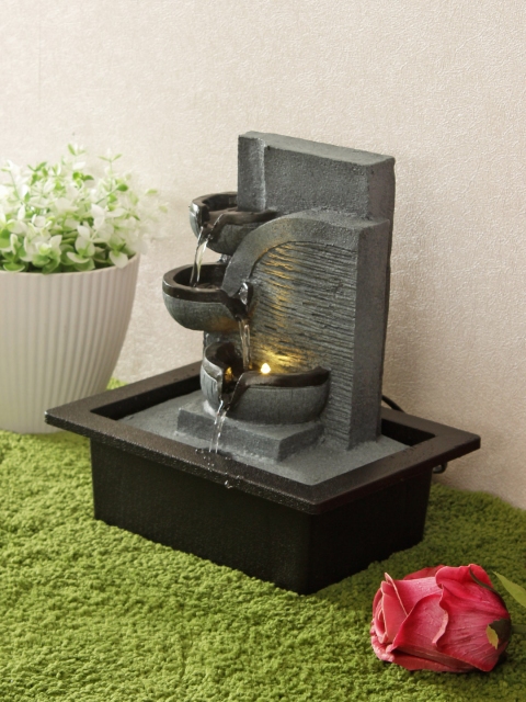 

Living Essence Black & Grey Impression Polyresin Modern Water Fountain