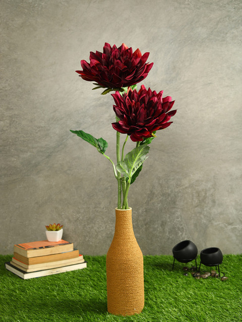 

PolliNation Set Of 2 Maroon & Green Beautiful Artificial Dahlia Flower Stems