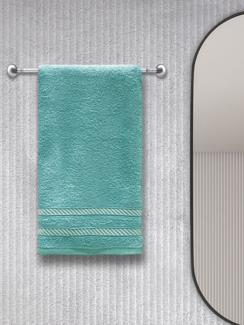 

Trident Unisex Set Of 4 Sea-Green & White Solid Comfort Living 380 GSM Hand Towels