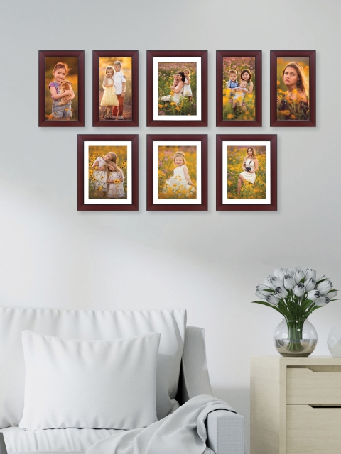 

RANDOM Set Of 8 Brown Solid Collage Photo Frames