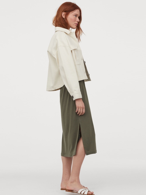

H&M Women Olive Green Solid Modal-Blend Jersey Dress