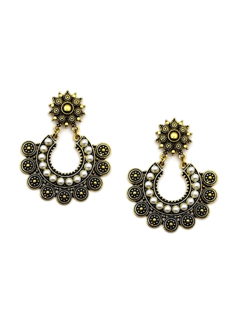 

Sia Art Jewellery Gold-Toned & Black Contemporary Drop Earrings
