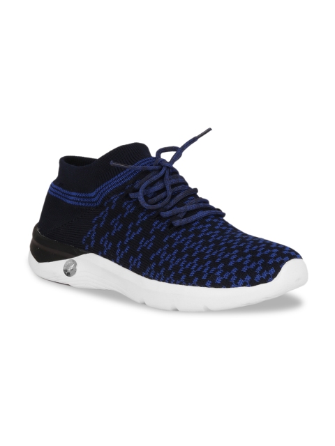 

Columbus Men Navy Blue Mesh Mid-Top Running Shoes