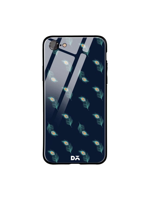 

DailyObjects Navy Blue & Green Feathers iPhone 7 Glass Mobile Cover