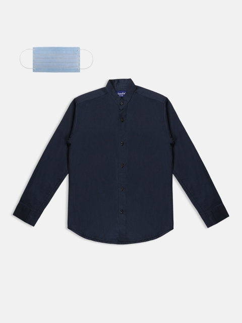 

Lil Tomatoes Boys Navy Blue Regular Fit Solid Casual Shirt