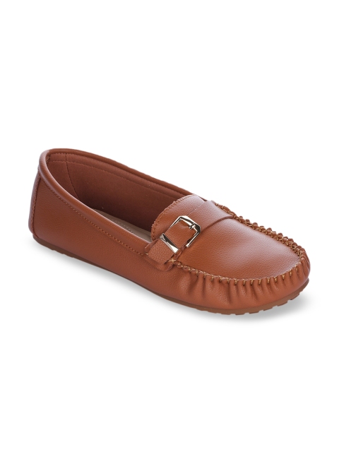 

Liberty Women Tan Brown Solid Leather Loafers