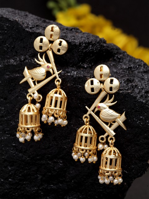 

DUGRISTYLE Gold-Plated Dome Shaped Drop Earrings