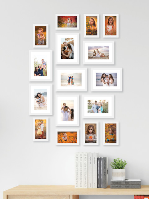 

RANDOM Set Of 16 White Solid Synthetic Collage Photo Frames