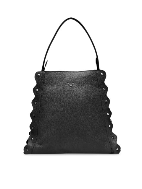 

Da Milano Black Solid Leather Hobo Bag