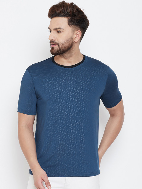

wesquare Men Blue Printed Round Neck T-shirt