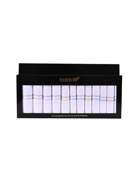 

BuckleUp Men Set Of 12 White Handkerchiefs Accessory Gift Set