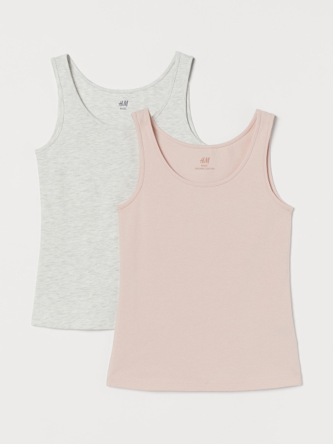 

H&M Girls 2-Pack Vest Tops, Grey