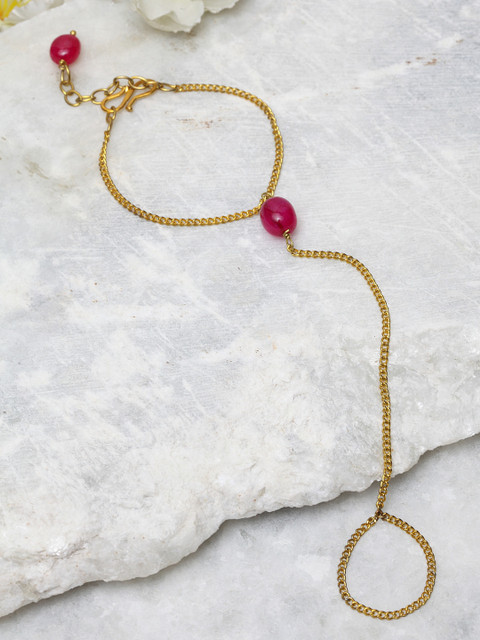 

DUGRISTYLE Red Sterling Silver Gold-Plated Ring Bracelet