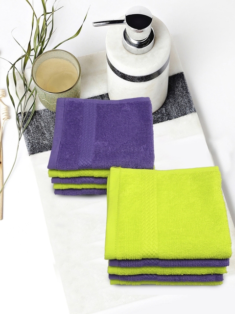 

Trident Unisex Set Of 10 Solid 380 GSM Splash Face Towels, Purple