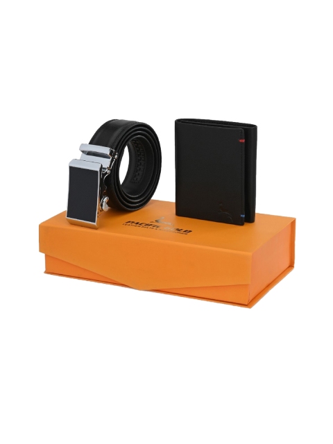 

Pacific Gold Men Black Genuine Leather Autolock Belt & Wallet Gift Set