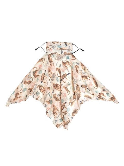 

SWAYAM Women Beige Printed 3-Ply Reusable Adjustable Scarf Style Cloth Mask