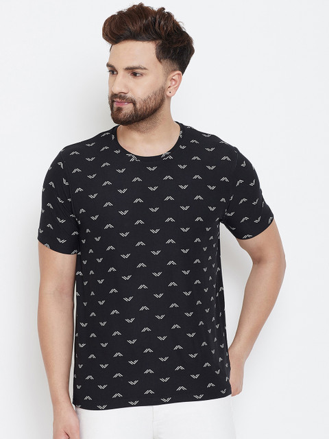 

wesquare Men Black Printed Round Neck T-shirt